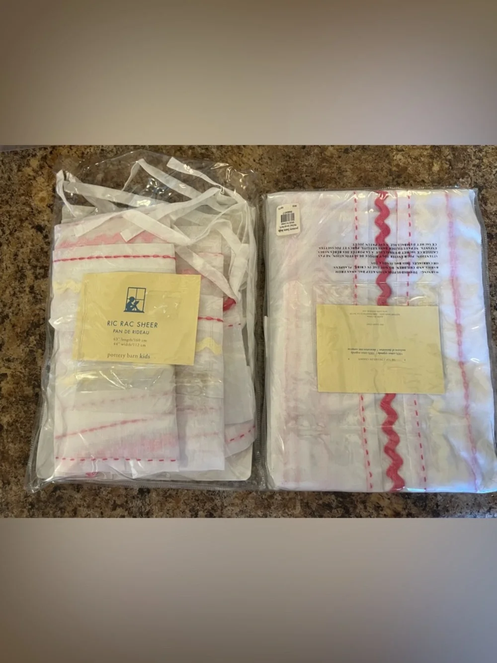 Pottery Barn Kids Ric Rac Sheers Panel with Pink and Yellow Ric Rac